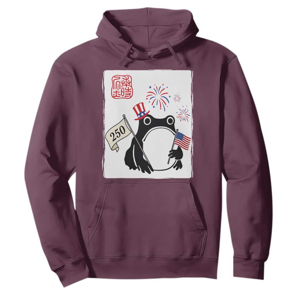 Funny Patriotic Grumpy Frog 250th Anniversary USA Hoodie TS12 Maroon Print Your Wear