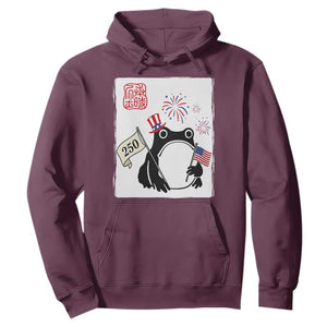 Funny Patriotic Grumpy Frog 250th Anniversary USA Hoodie TS12 Maroon Print Your Wear