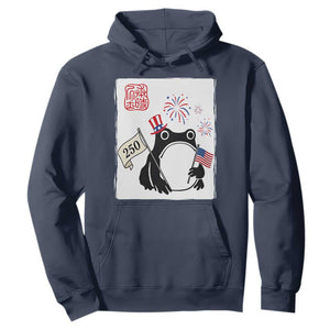 Funny Patriotic Grumpy Frog 250th Anniversary USA Hoodie TS12 Navy Print Your Wear