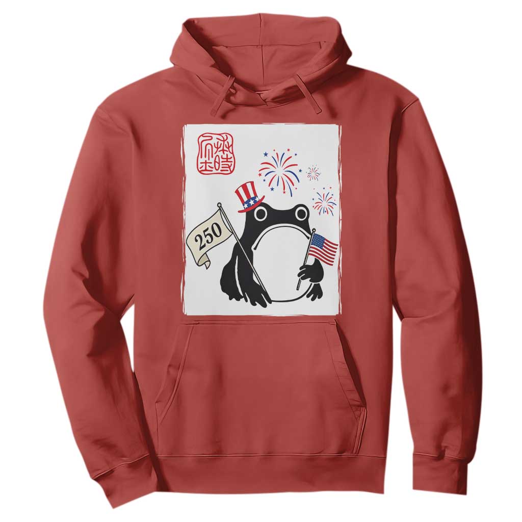 Funny Patriotic Grumpy Frog 250th Anniversary USA Hoodie TS12 Red Print Your Wear