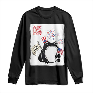 Funny Patriotic Grumpy Frog 250th Anniversary USA Long Sleeve Shirt TS12 Black Print Your Wear
