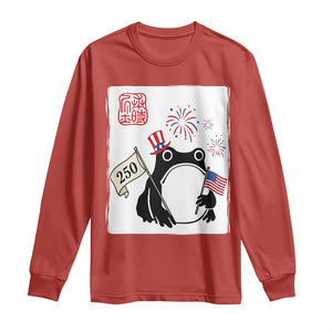 Funny Patriotic Grumpy Frog 250th Anniversary USA Long Sleeve Shirt TS12 Red Print Your Wear