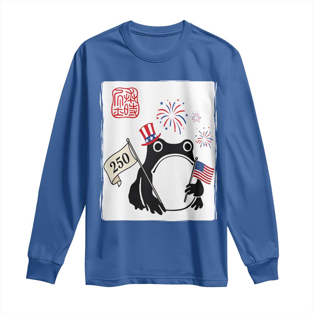 Funny Patriotic Grumpy Frog 250th Anniversary USA Long Sleeve Shirt TS12 Royal Blue Print Your Wear