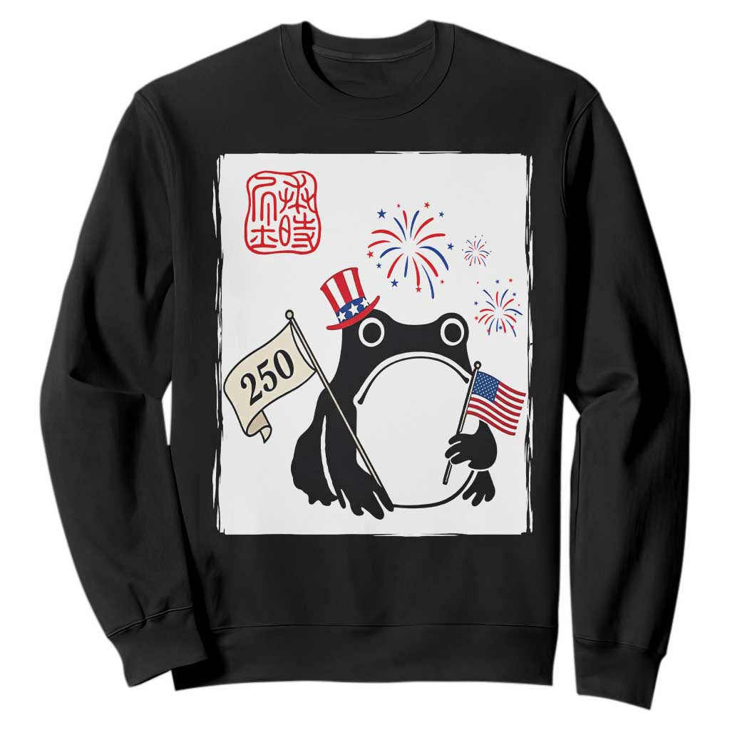 Funny Patriotic Grumpy Frog 250th Anniversary USA Sweatshirt TS12 Black Print Your Wear