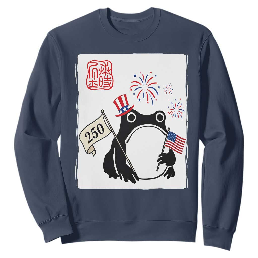 Funny Patriotic Grumpy Frog 250th Anniversary USA Sweatshirt TS12 Navy Print Your Wear