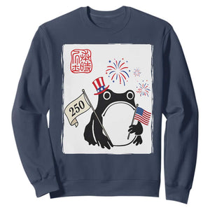 Funny Patriotic Grumpy Frog 250th Anniversary USA Sweatshirt TS12 Navy Print Your Wear