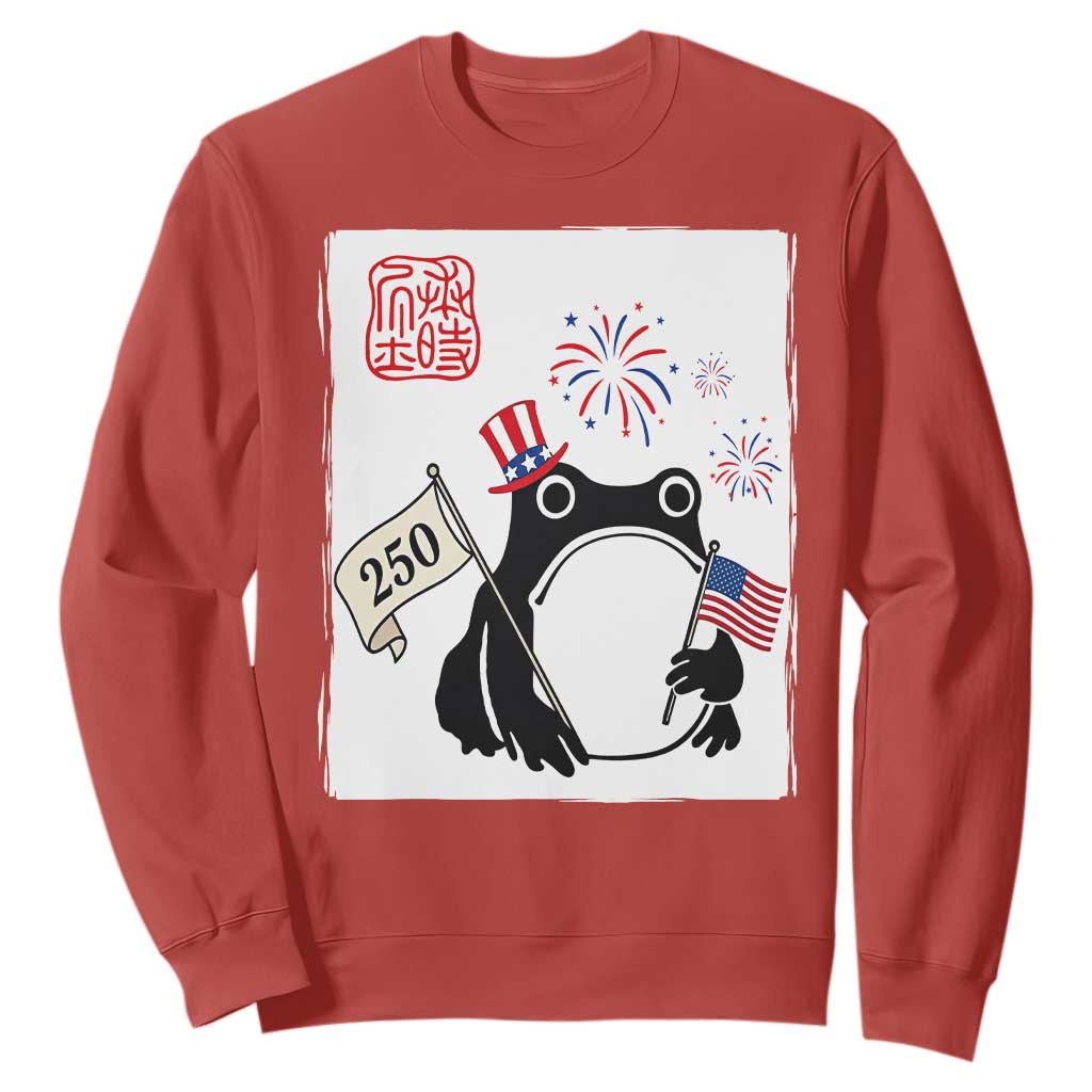 Funny Patriotic Grumpy Frog 250th Anniversary USA Sweatshirt TS12 Red Print Your Wear