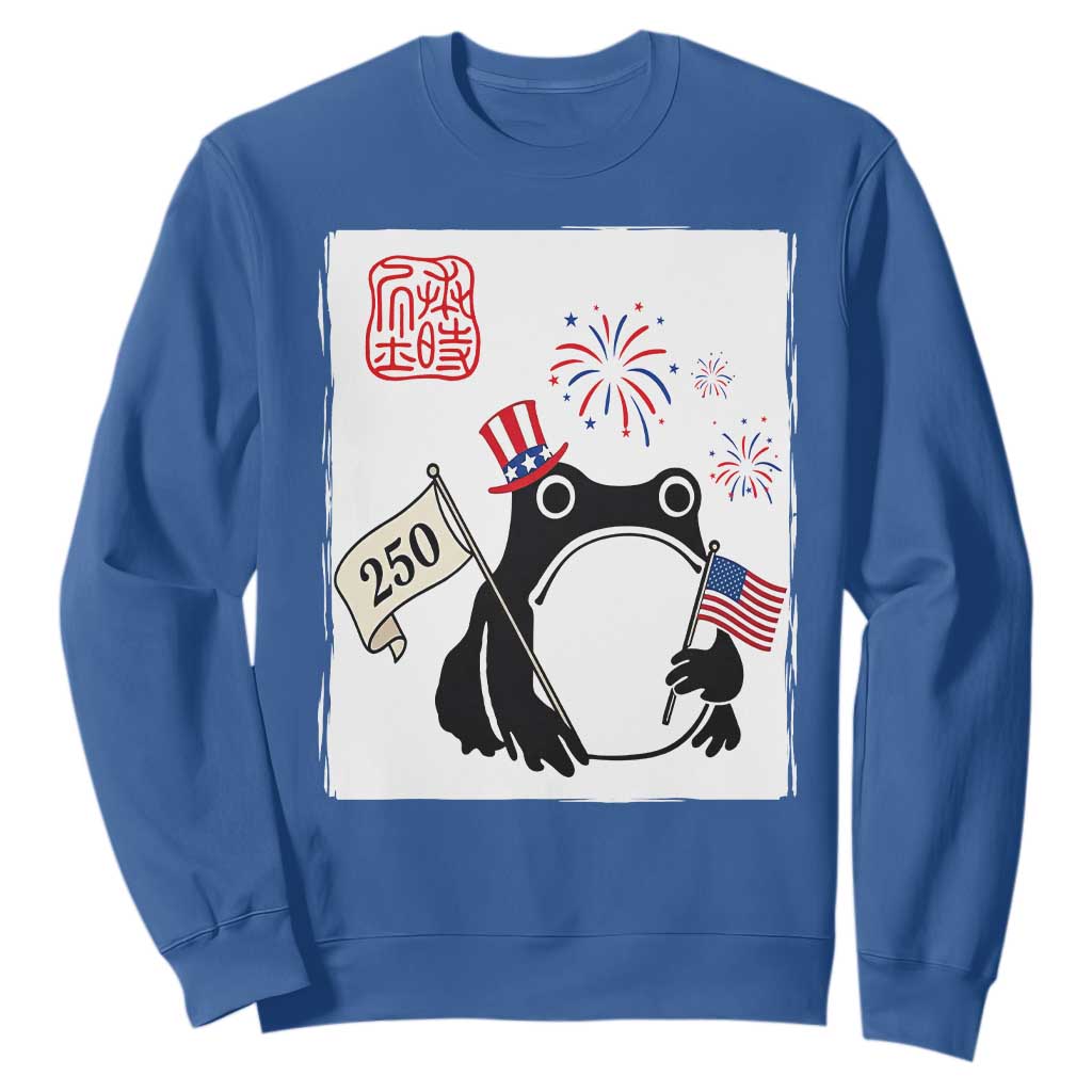 Funny Patriotic Grumpy Frog 250th Anniversary USA Sweatshirt TS12 Royal Blue Print Your Wear