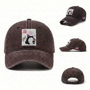 Funny Patriotic Grumpy Frog 250th Anniversary USA Washed Cotton Baseball Cap TS12 Washed Cap Universal Fit Dark Brown Print Your Wear