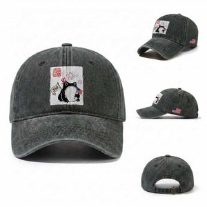 Funny Patriotic Grumpy Frog 250th Anniversary USA Washed Cotton Baseball Cap TS12 Washed Cap Universal Fit Dark Green Print Your Wear