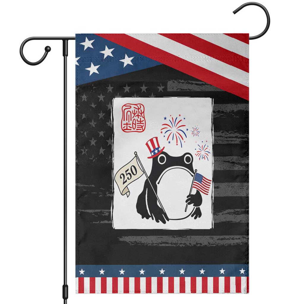 Funny Patriotic Grumpy Frog 250th Anniversary USA Garden Flag TS12 Distressed Black Blue Print Your Wear