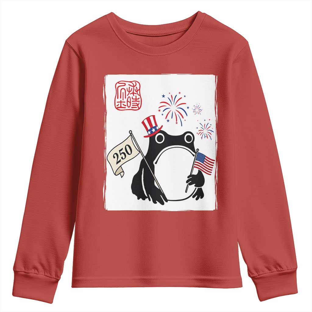 Funny Patriotic Grumpy Frog 250th Anniversary USA Youth Sweatshirt TS12 Red Print Your Wear