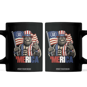 Funny Patriotic Bigfoot Merica Rock Coffee Mug USA 250th Anniversary TS12 Black Print Your Wear