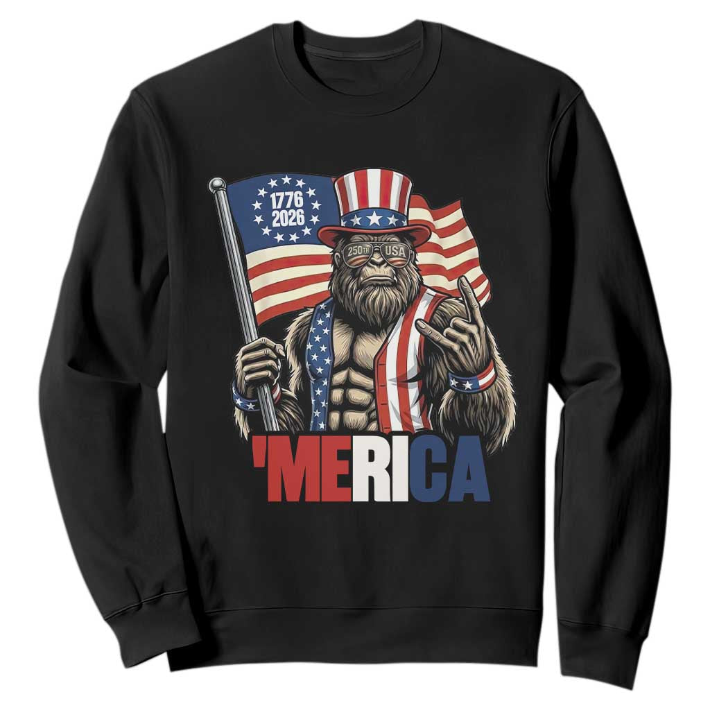 Funny Patriotic Bigfoot Merica Rock Sweatshirt USA 250th Anniversary TS12 Black Print Your Wear