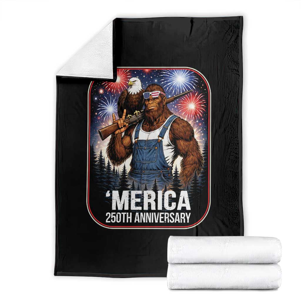 Funny Bigfoot USA 250 Years Of American Freedom Throw Blanket TS12 Black Print Your Wear