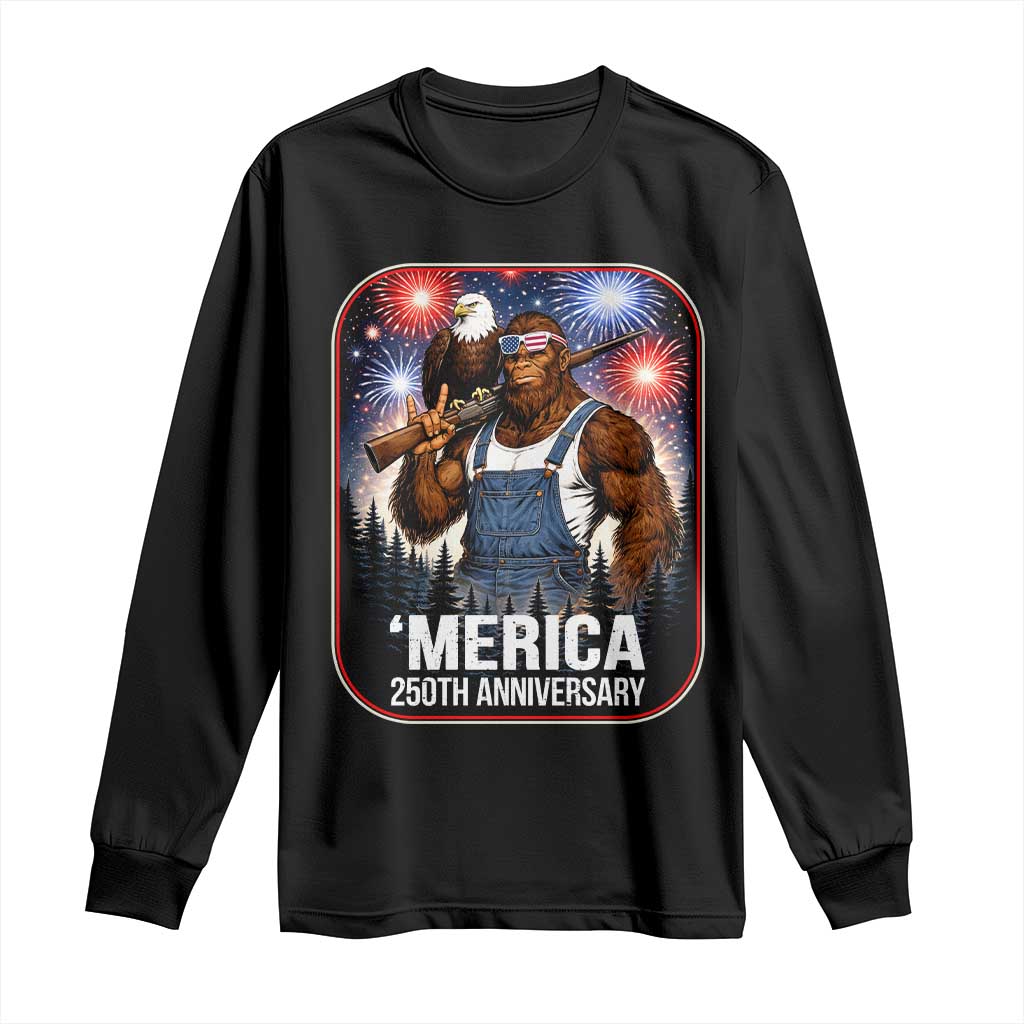 Funny Bigfoot USA 250 Years Of American Freedom Long Sleeve Shirt TS12 Black Print Your Wear