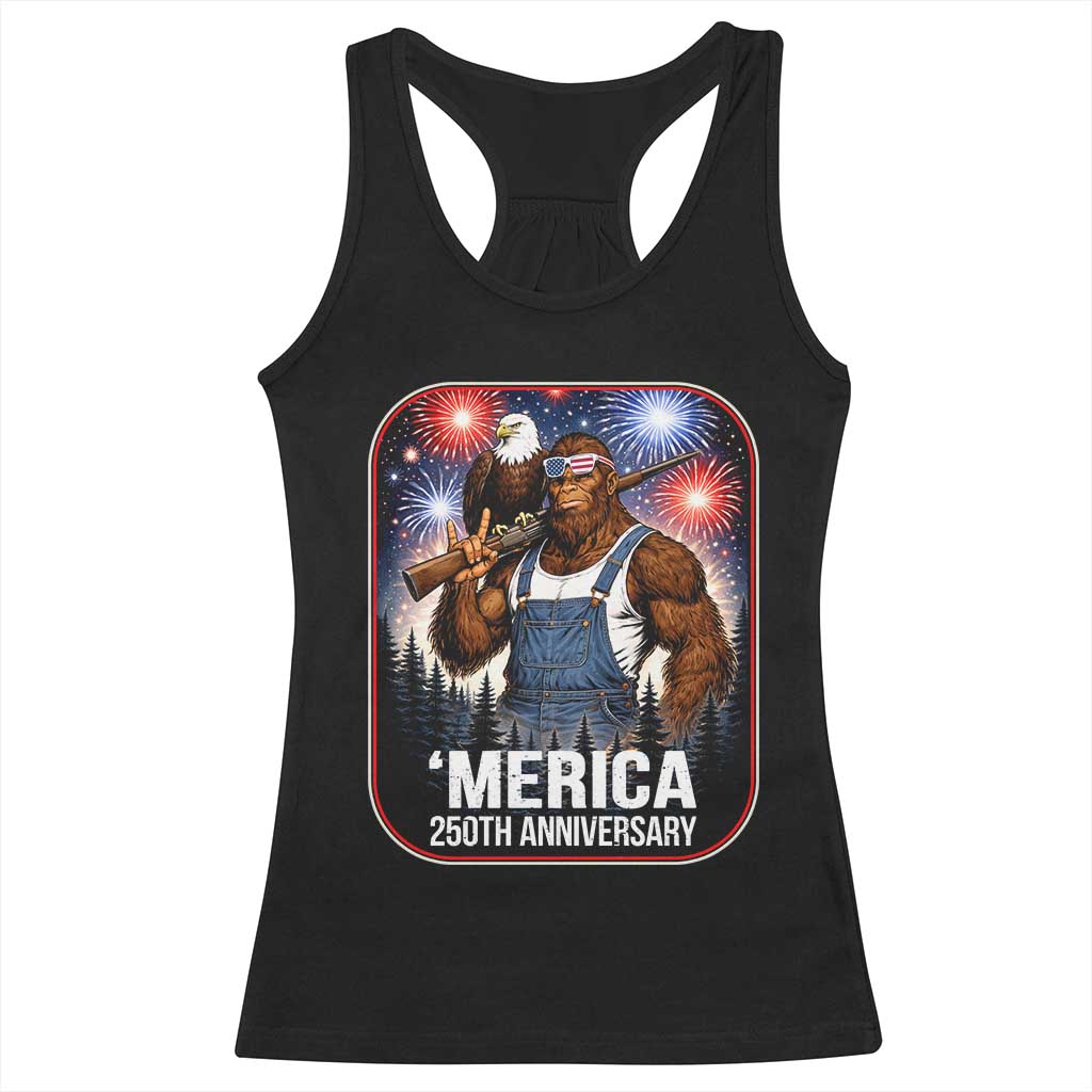Funny Bigfoot USA 250 Years Of American Freedom Racerback Tank Top TS12 Black Print Your Wear