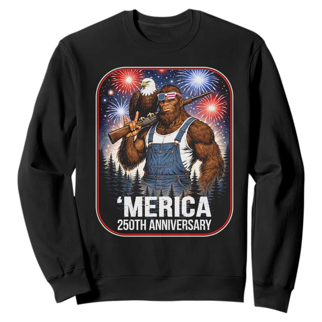 Funny Bigfoot USA 250 Years Of American Freedom Sweatshirt TS12 Black Print Your Wear