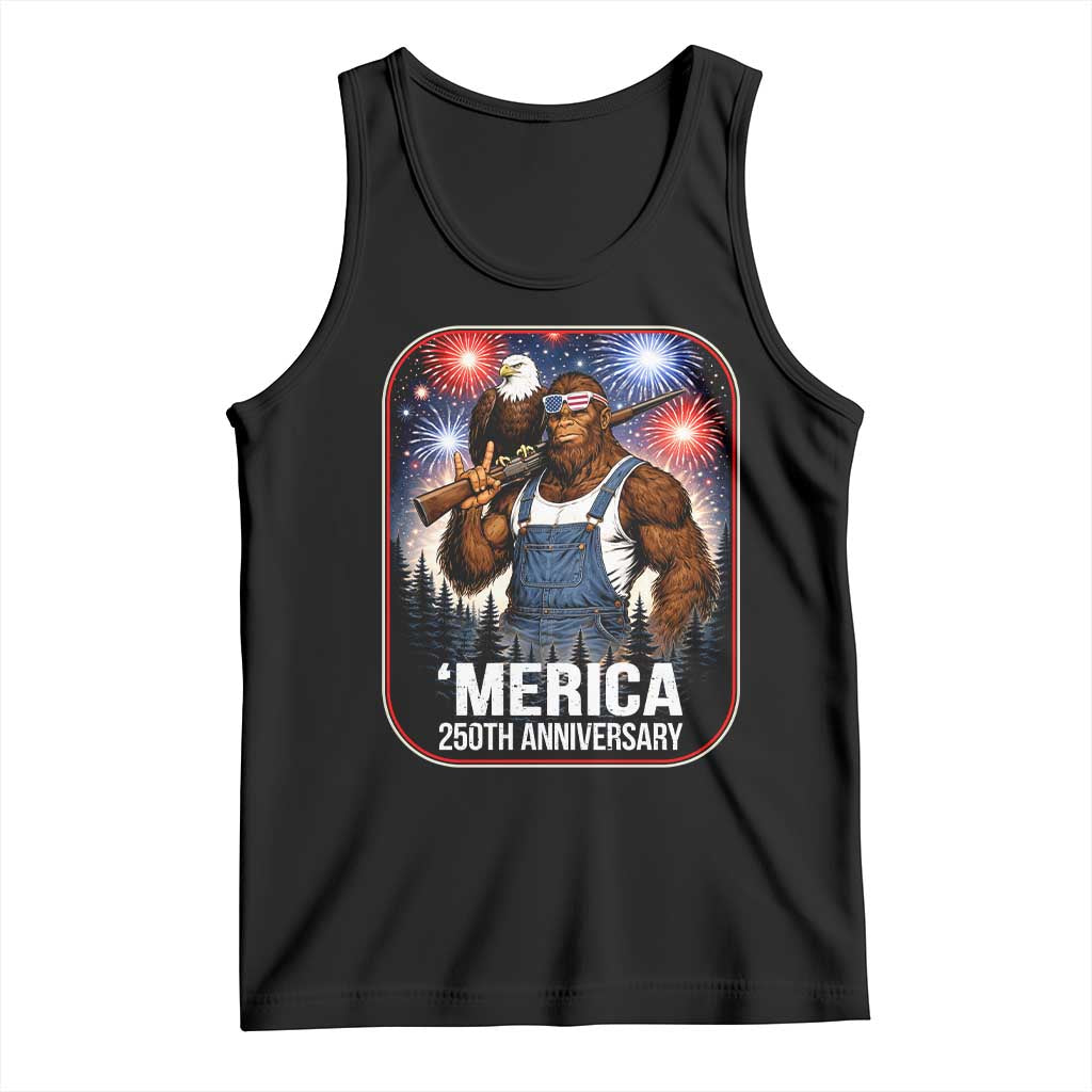 Funny Bigfoot USA 250 Years Of American Freedom Tank Top TS12 Black Print Your Wear