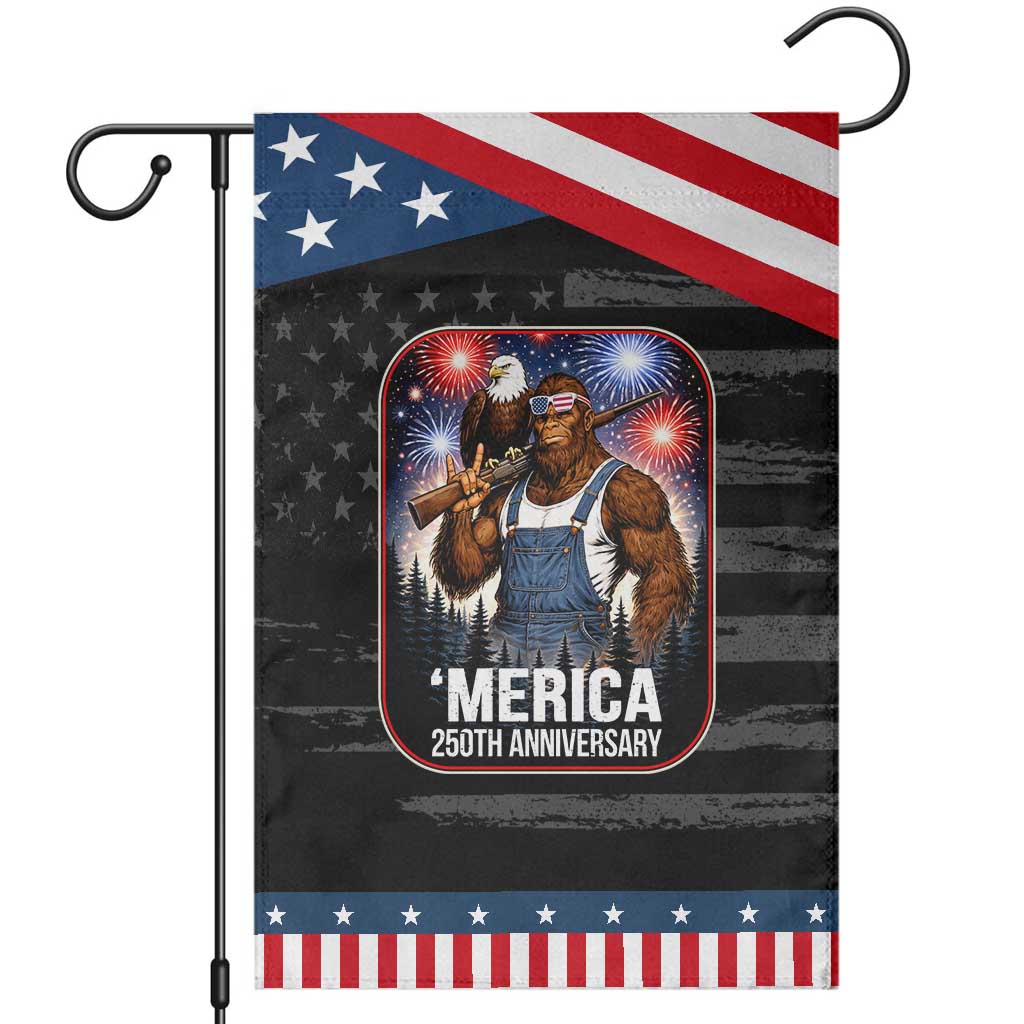 Funny Bigfoot USA 250 Years Of American Freedom Patriotic Garden Flag TS12 Distressed Black Blue Print Your Wear