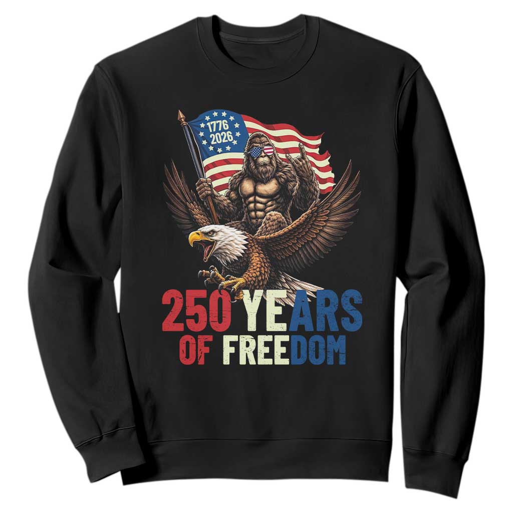 Funny Patriotic Bigfoot Sweatshirt 250 Years Of American Freedom TS12 Black Print Your Wear