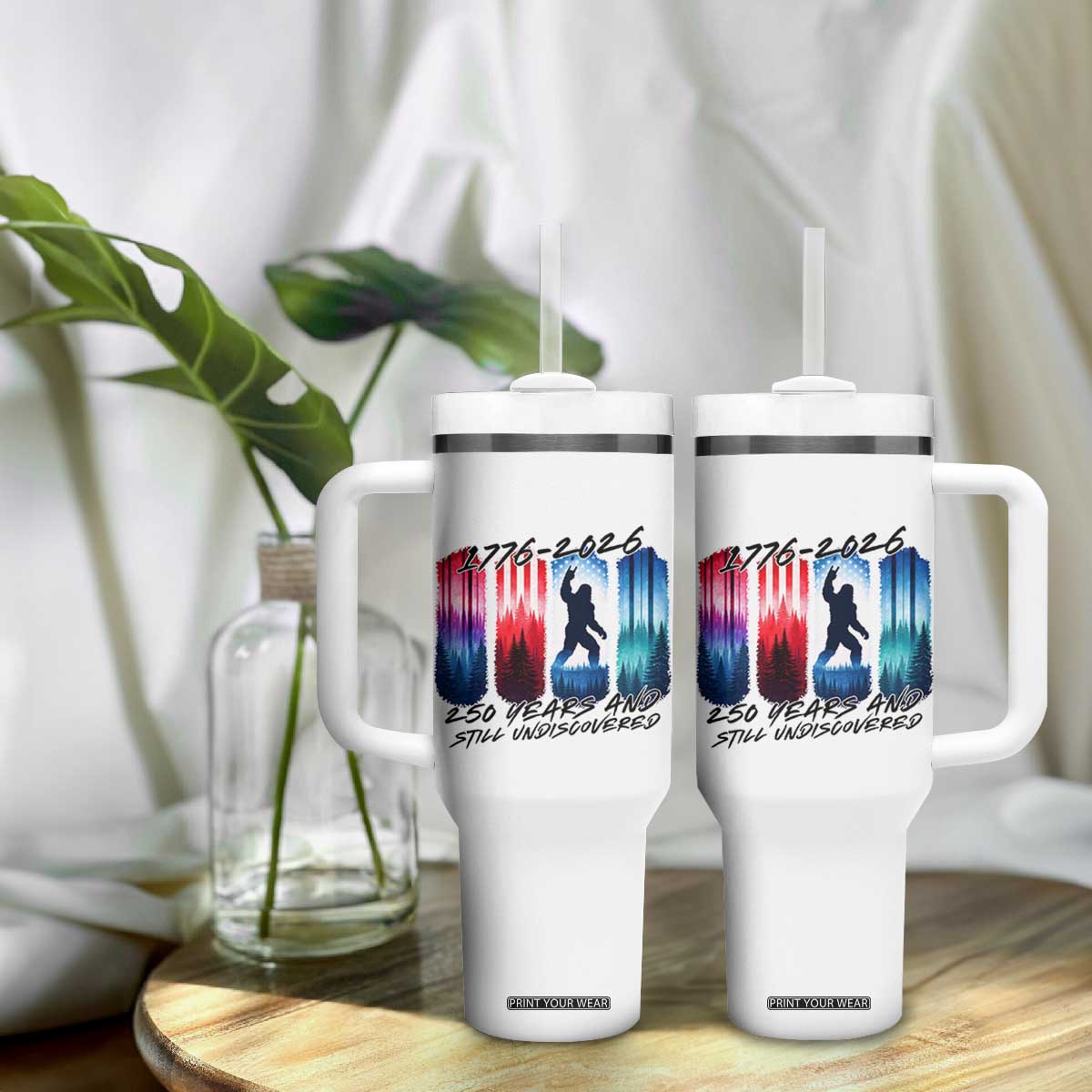 Funny Patriotic Bigfoot Tumbler With Handle 250 Years And Still Undiscovered TS12 Print Your Wear
