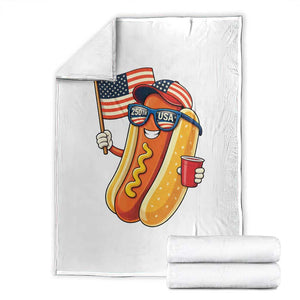 Funny Patriotic Hotdog Throw Blanket USA 250th Anniversary TS12 White Print Your Wear
