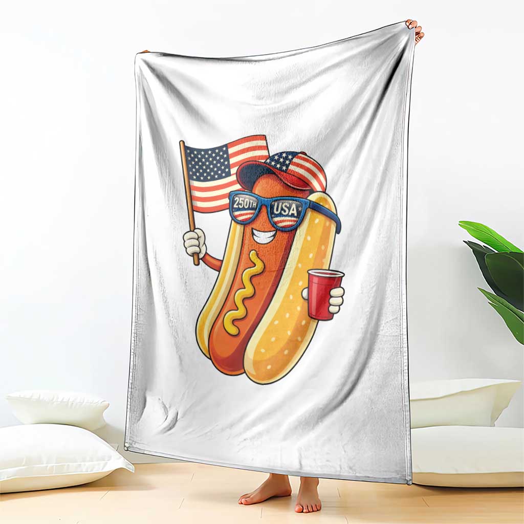 Funny Patriotic Hotdog Throw Blanket USA 250th Anniversary TS12 Print Your Wear