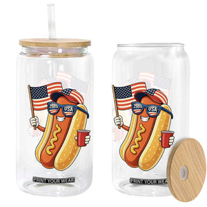Funny Patriotic Hotdog Glass Can USA 250th Anniversary TS12 Print Your Wear