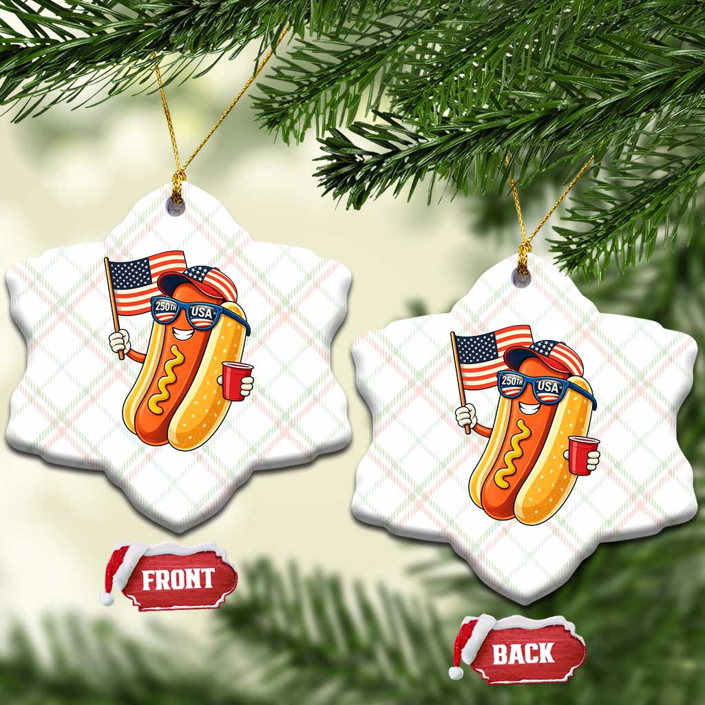 Funny Patriotic Hotdog Ceramic Ornament USA 250th Anniversary TS12 Print Your Wear