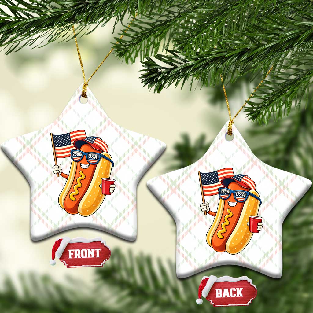 Funny Patriotic Hotdog Ceramic Ornament USA 250th Anniversary TS12 Print Your Wear