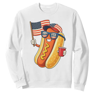 Funny Patriotic Hotdog Sweatshirt USA 250th Anniversary TS12 White Print Your Wear