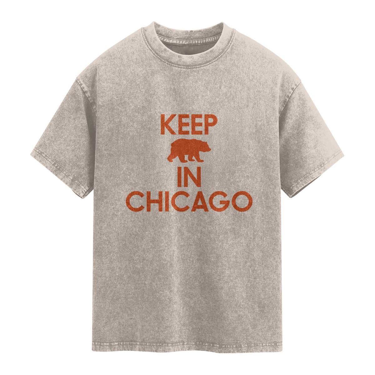 Keep Bear In Chicago CFB Washed Cotton T-Shirt Gift For Sports Fan