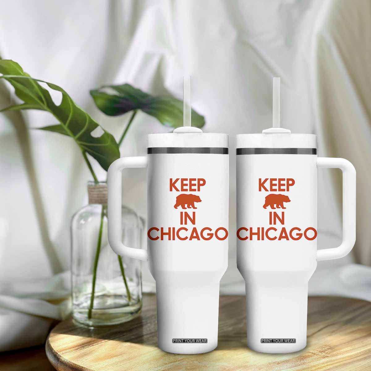 Keep Bear In Chicago CFB Tumbler With Handle Gift For Sports Fan TS12 Print Your Wear