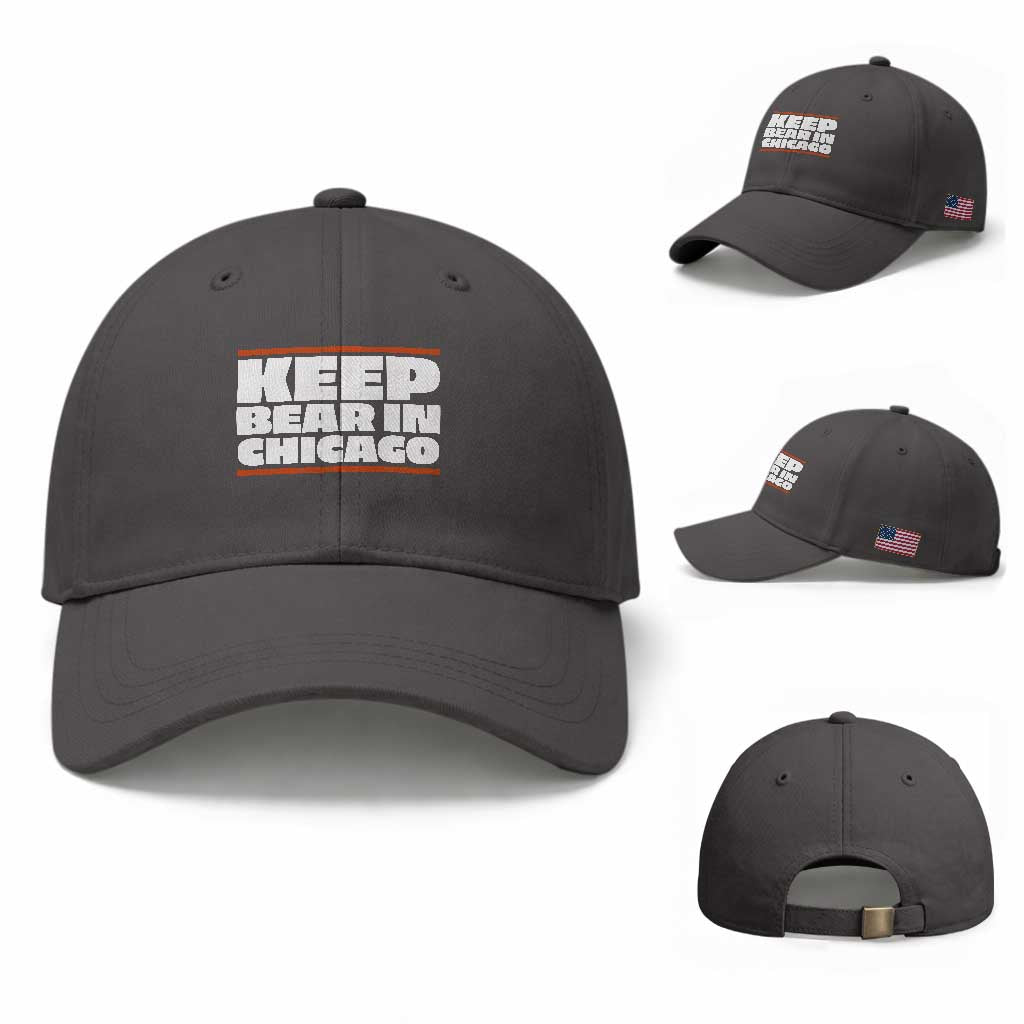 Keep Bear In Chicago CFB Baseball Cap Funny Football Fan Pride TS12 Baseball Cap Universal Fit Dark Gray Print Your Wear