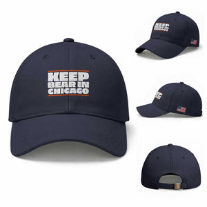 Keep Bear In Chicago CFB Baseball Cap Funny Football Fan Pride TS12 Baseball Cap Universal Fit Navy Print Your Wear