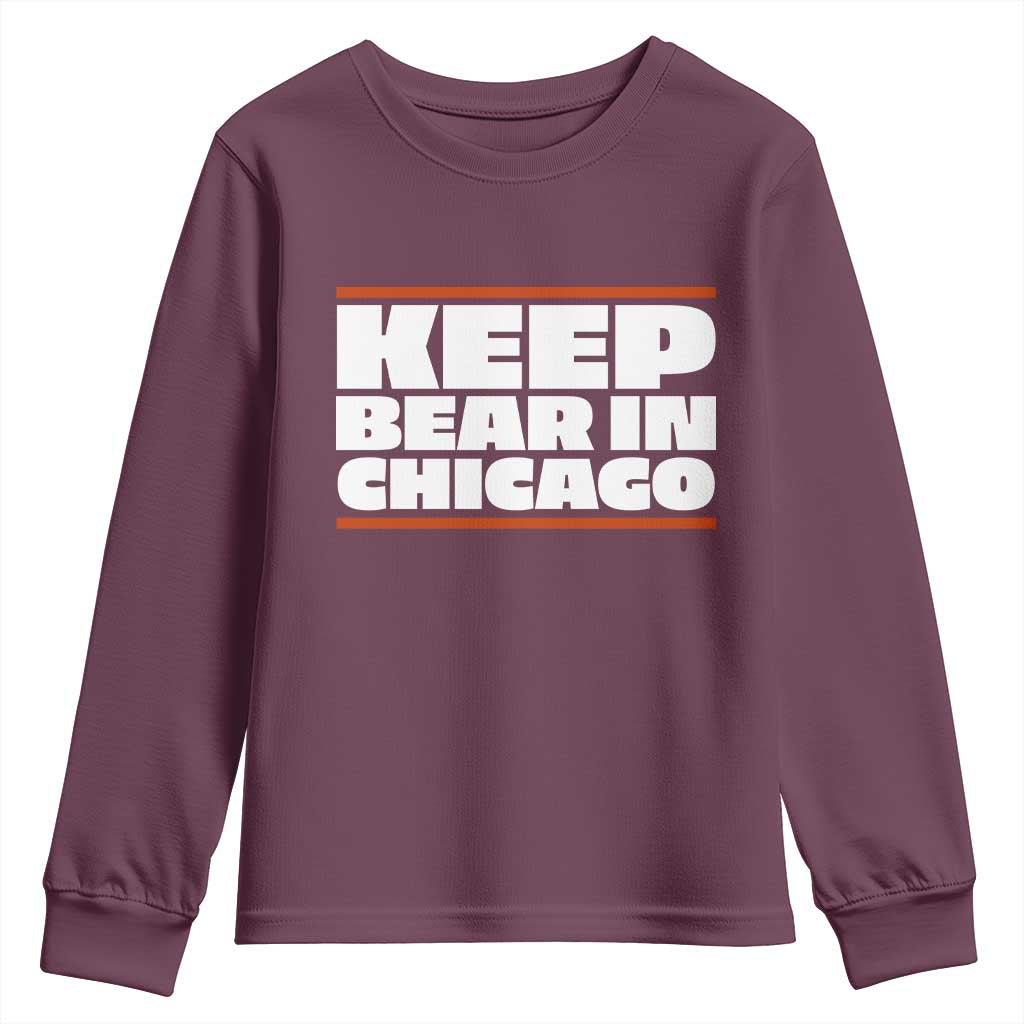 Keep Bear In Chicago CFB Youth Sweatshirt Funny Football Fan Pride TS12 Maroon Print Your Wear