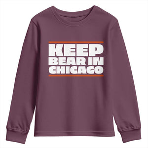 Keep Bear In Chicago CFB Youth Sweatshirt Funny Football Fan Pride TS12 Maroon Print Your Wear