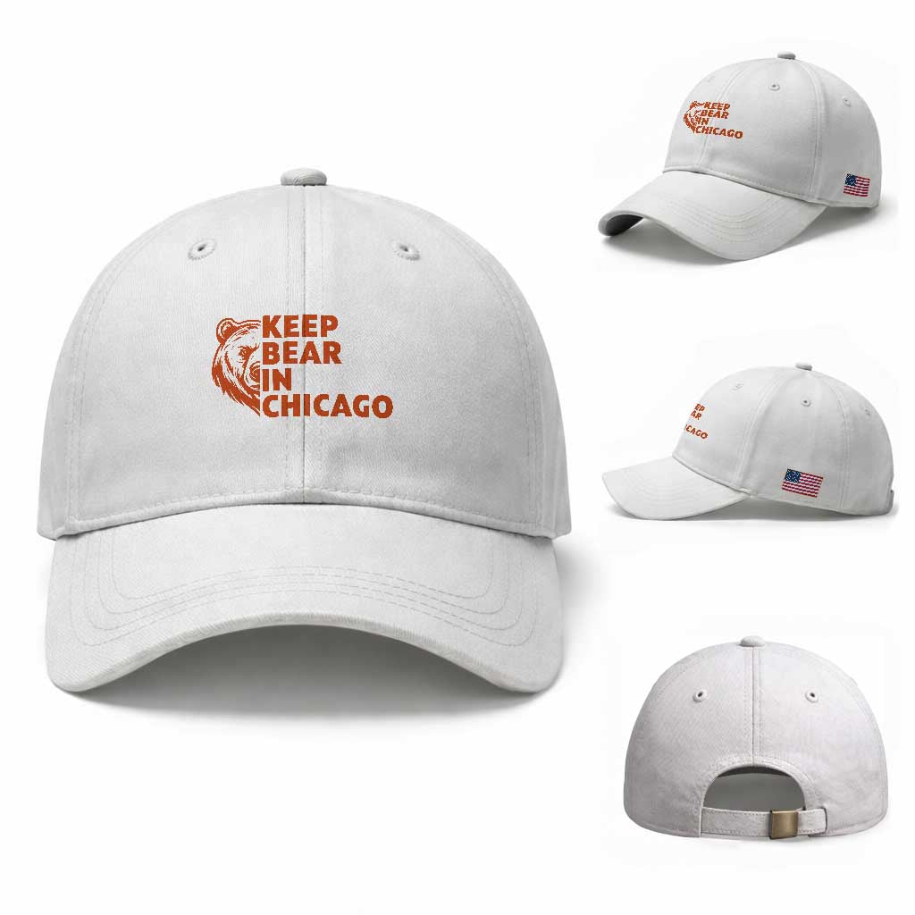 Keep Bear In Chicago CFB Baseball Cap Gift For Sports Lovers TS12 Baseball Cap Universal Fit White Print Your Wear