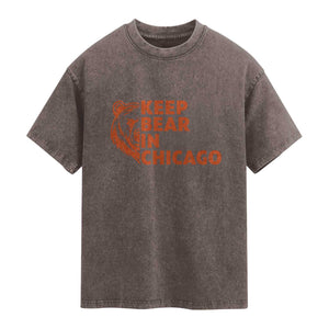 Keep Bear In Chicago CFB Washed Cotton T-Shirt Gift For Sports Lovers