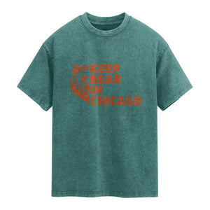Keep Bear In Chicago CFB Washed Cotton T-Shirt Gift For Sports Lovers