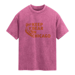 Keep Bear In Chicago CFB Washed Cotton T-Shirt Gift For Sports Lovers