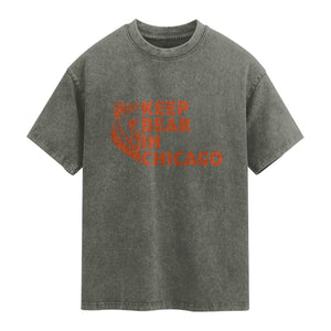 Keep Bear In Chicago CFB Washed Cotton T-Shirt Gift For Sports Lovers