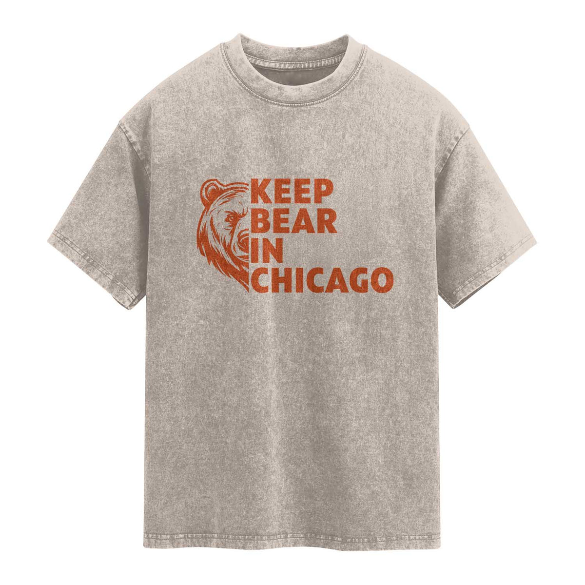 Keep Bear In Chicago CFB Washed Cotton T-Shirt Gift For Sports Lovers