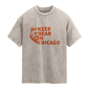 Keep Bear In Chicago CFB Washed Cotton T-Shirt Gift For Sports Lovers