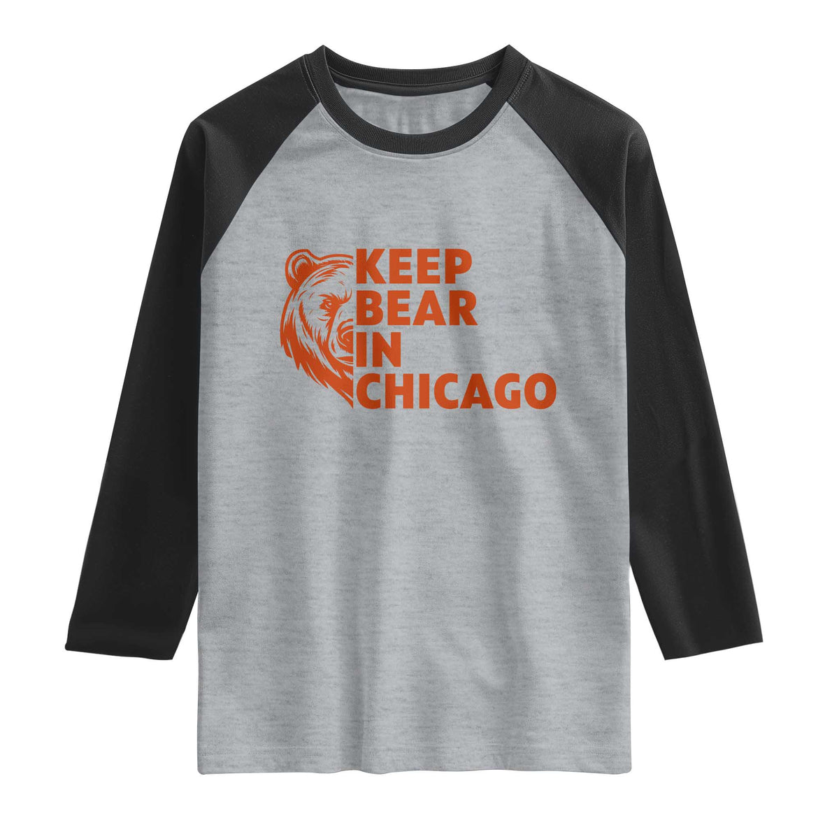 Keep Bear In Chicago CFB Raglan Shirt Gift For Sports Lovers TS12 Heather Gray Black Print Your Wear