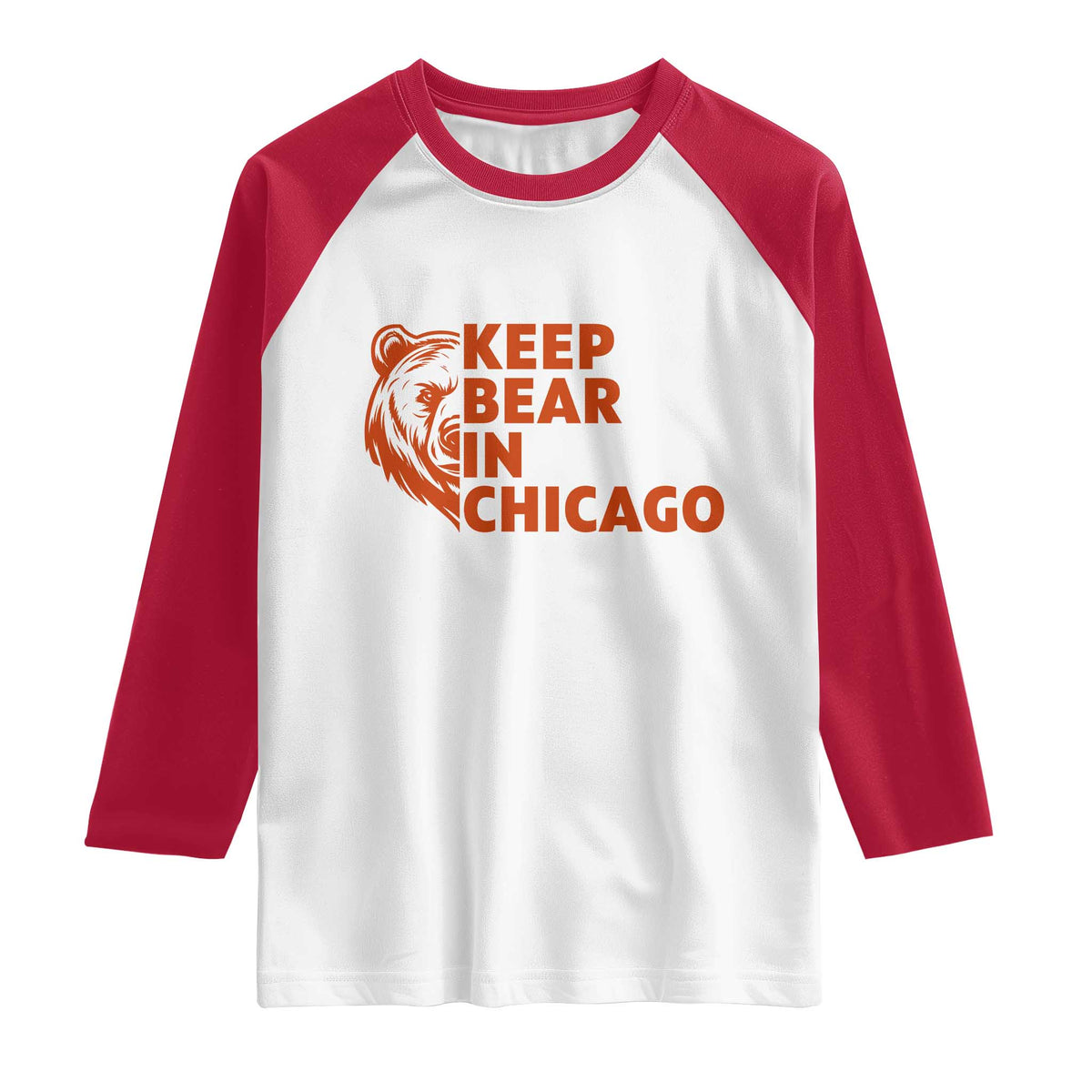Keep Bear In Chicago CFB Raglan Shirt Gift For Sports Lovers TS12 White Red Print Your Wear