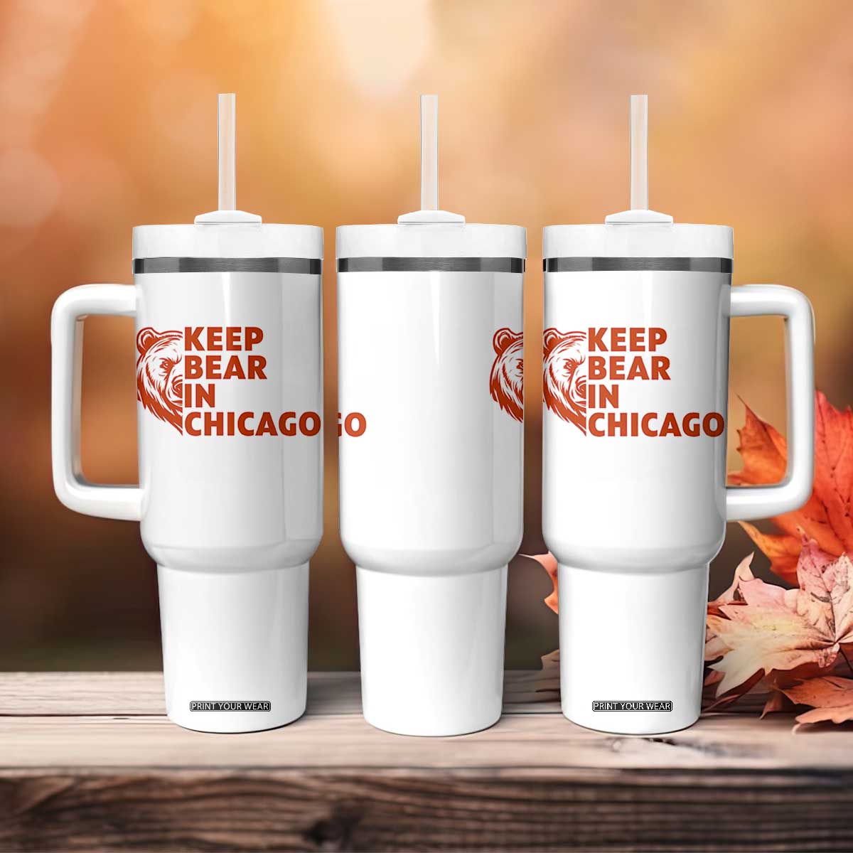 Keep Bear In Chicago CFB Tumbler With Handle Gift For Sports Lovers TS12 Print Your Wear