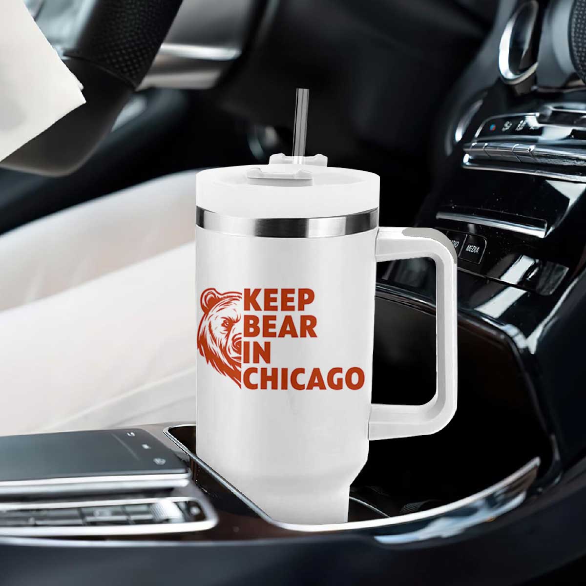 Keep Bear In Chicago CFB Tumbler With Handle Gift For Sports Lovers TS12 Print Your Wear
