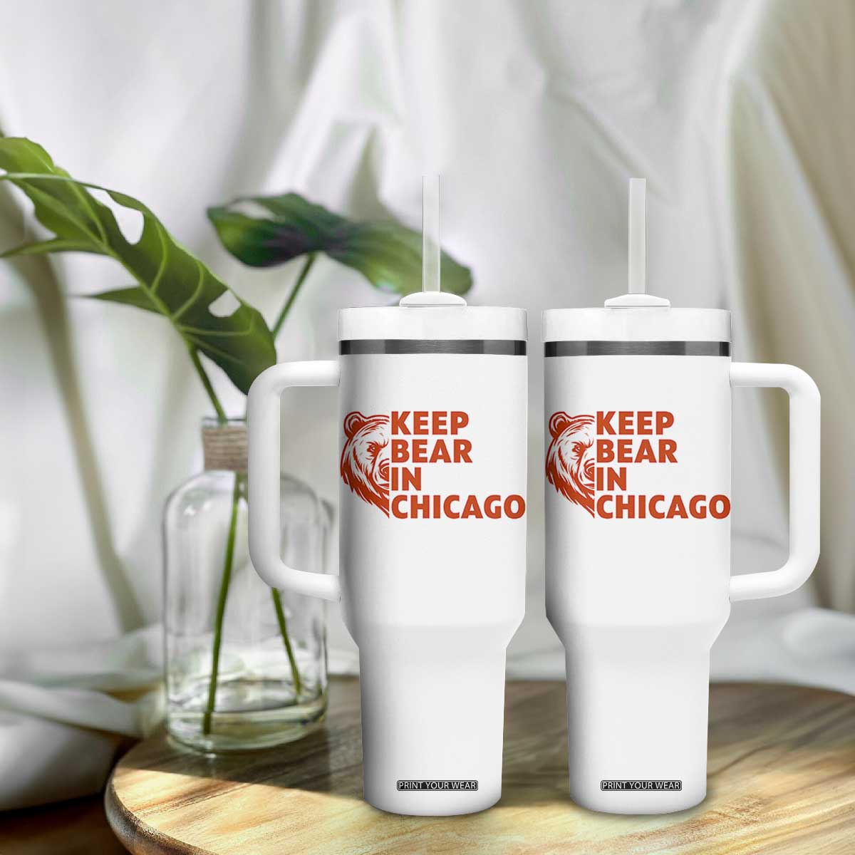 Keep Bear In Chicago CFB Tumbler With Handle Gift For Sports Lovers TS12 Print Your Wear